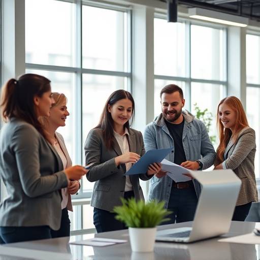 Team collaboration in a modern office: Still from TechSolutions Inc. corporate video.